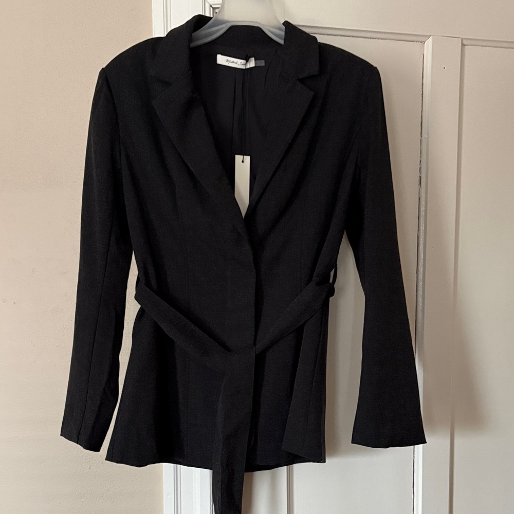 Mustard Seed Tailored Black Belted Blazer Jacket, S, NWT